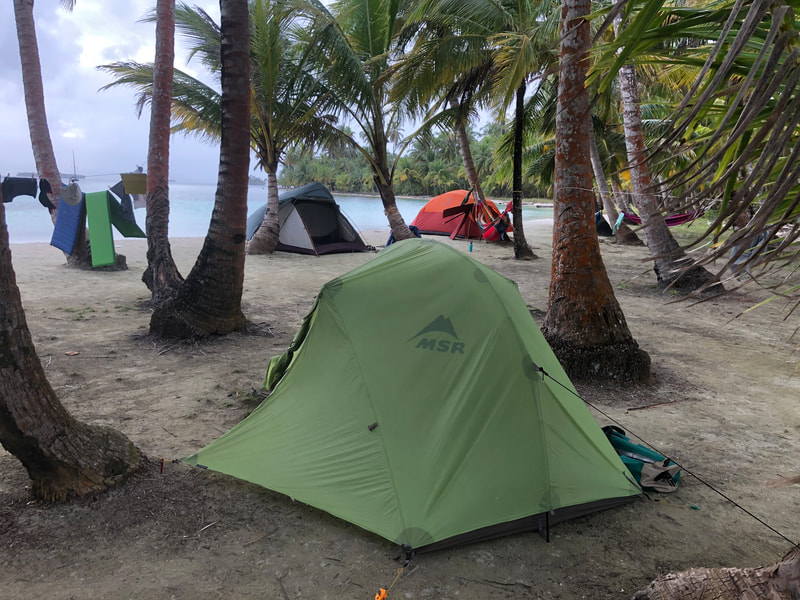Tents on the beach in San Blas