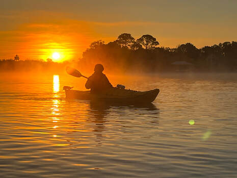 Kayaking at sunrise on the Homosassa River, Florida